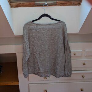 Elizabeth Suzann Lara Top in Smoke Linen Gauze